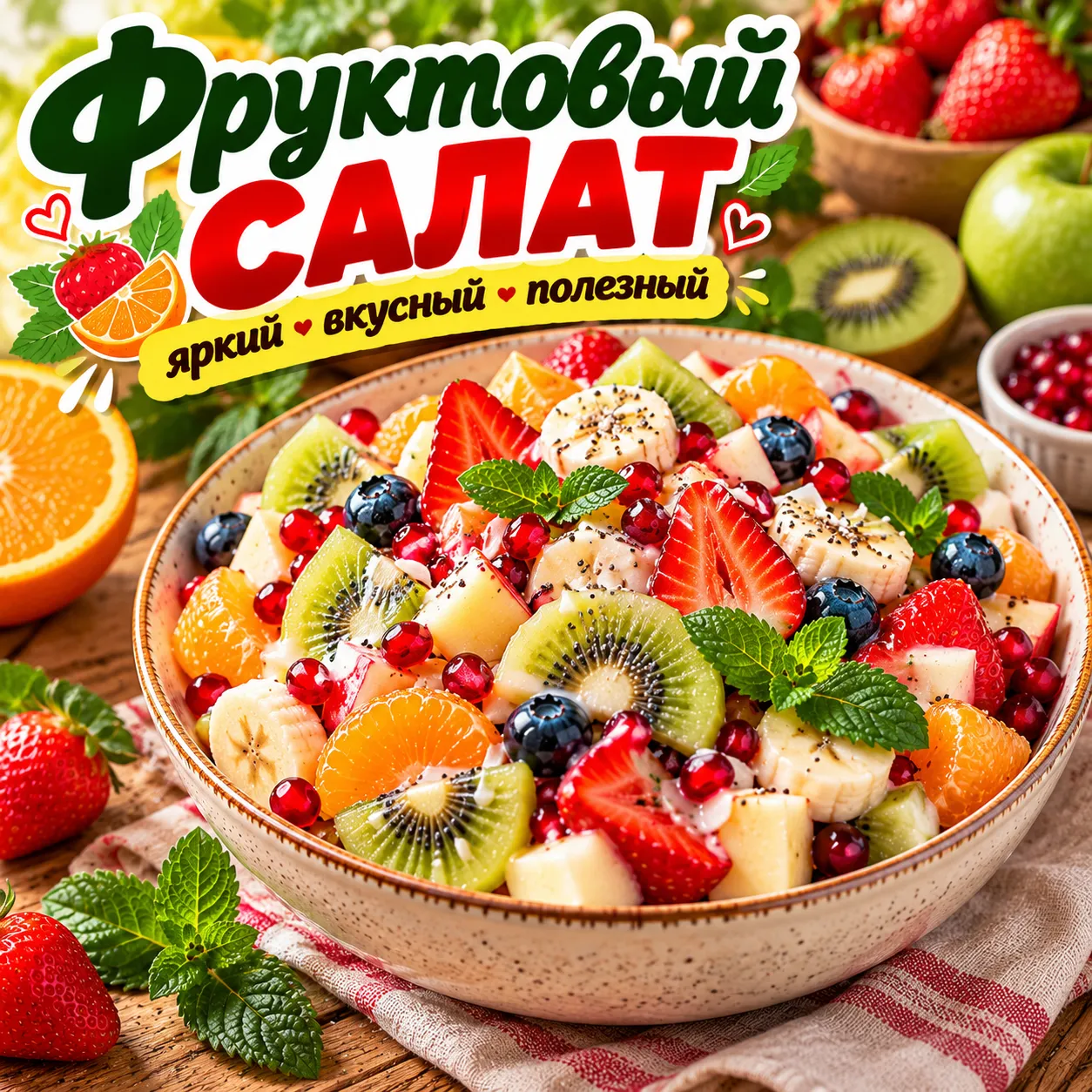 Фруктовый салат - рецепт, состав и приготовление по шагам