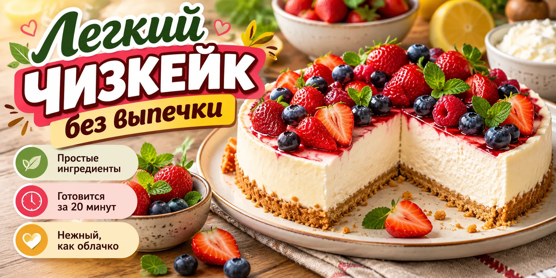 Легкий чизкейк без выпечки
