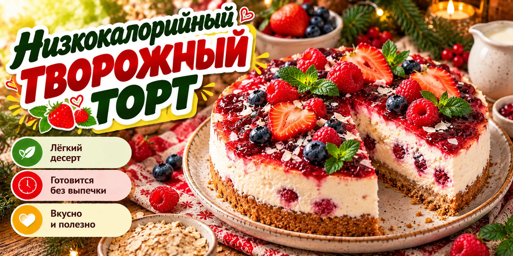 Низкокалорийный творожный торт