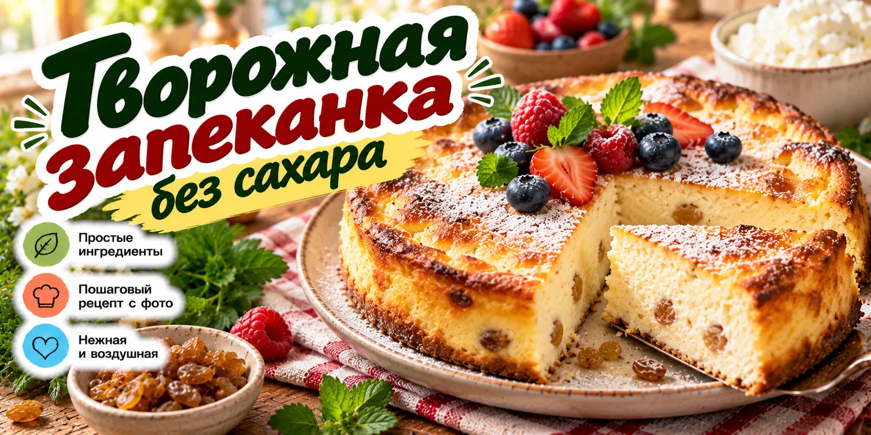 Творожная запеканка без сахара