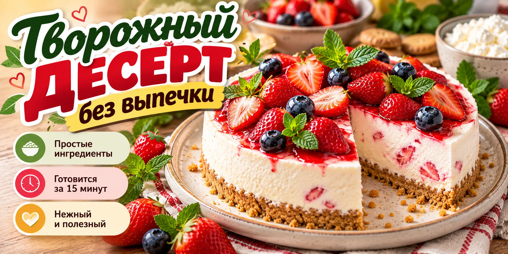 Творожный десерт без выпечки
