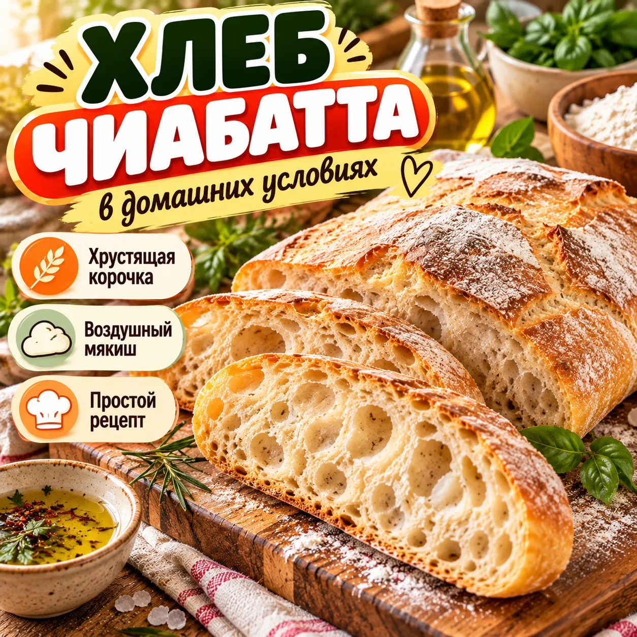 Чиабатта - рецепт, состав и приготовление по шагам