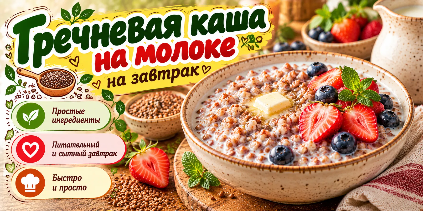 Гречневая каша на молоке на завтрак