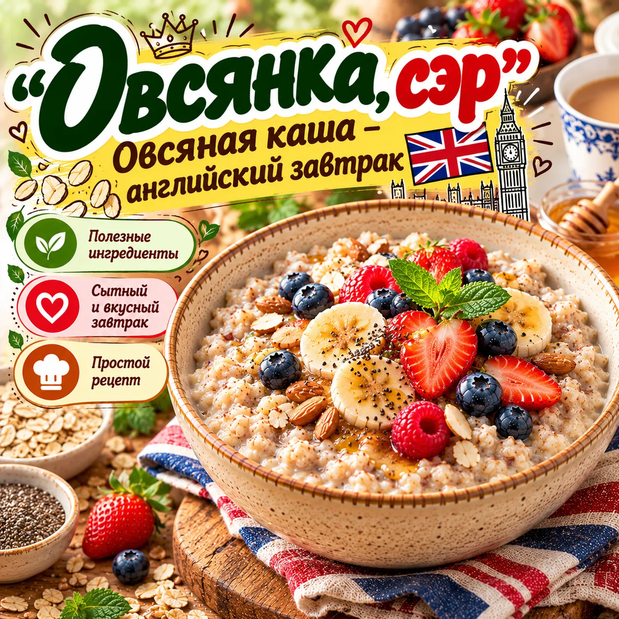Овсяная каша - рецепт, состав и приготовление по шагам