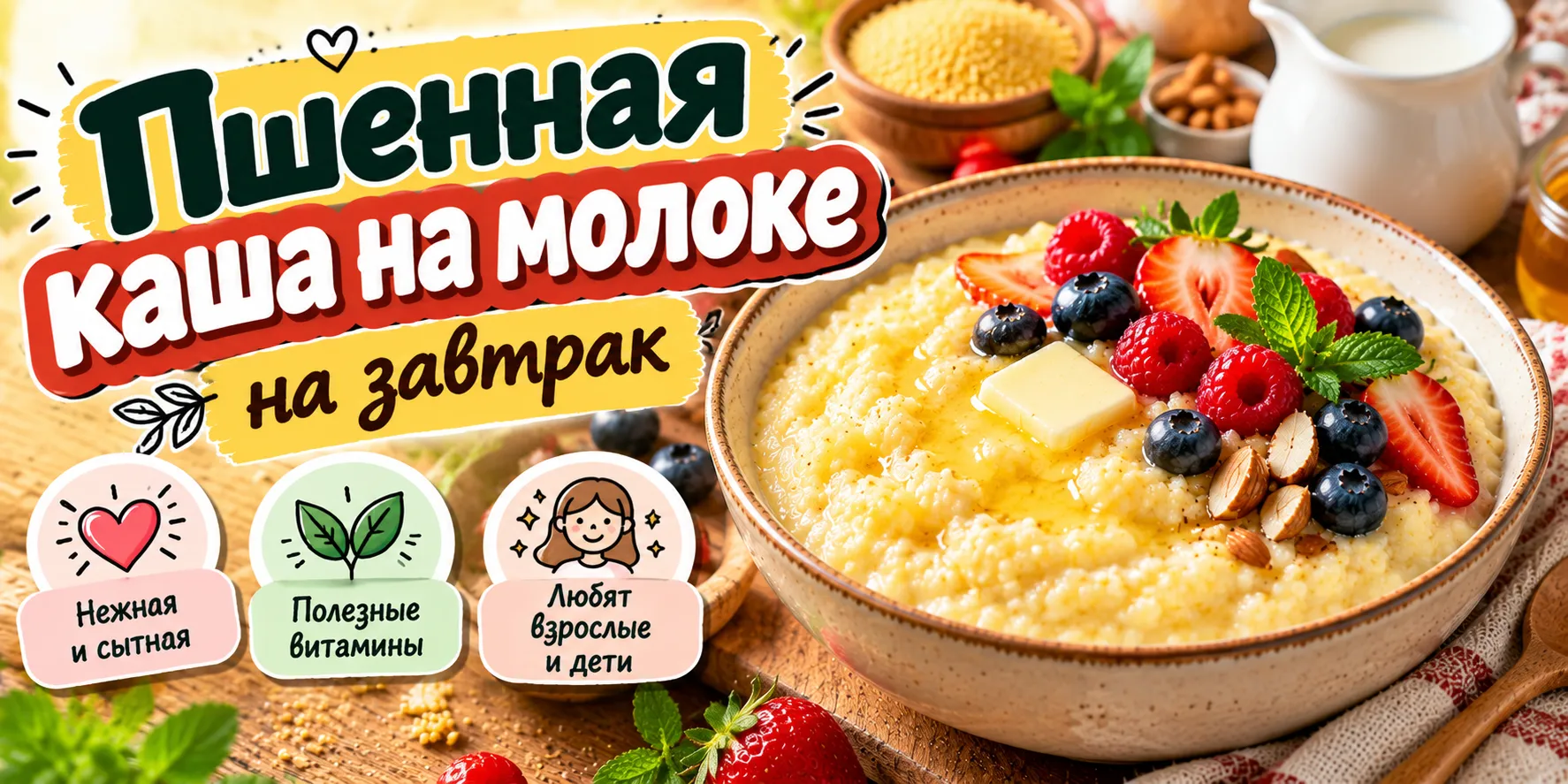 Пшенная каша на молоке на завтрак