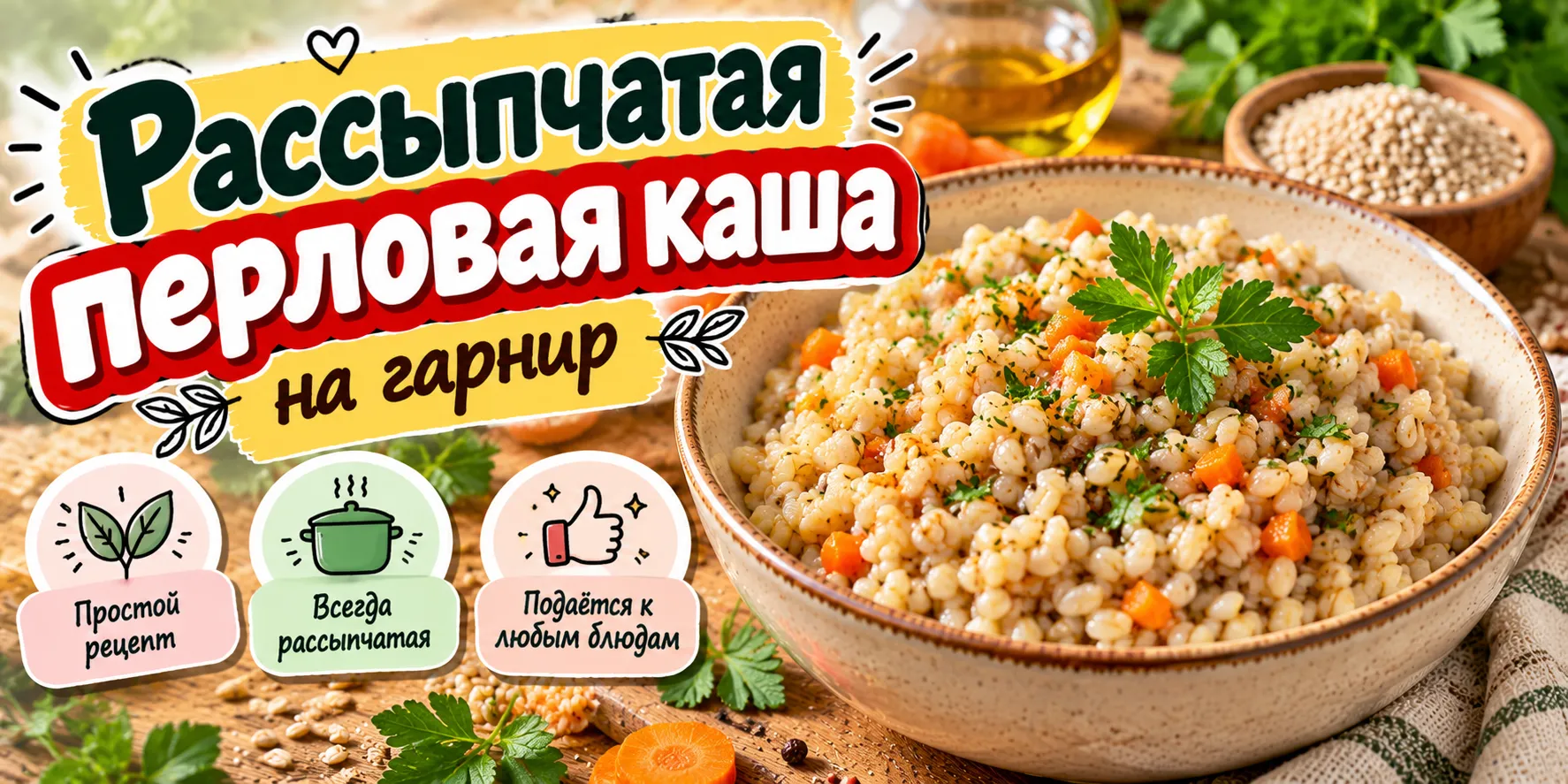 Рассыпчатая перловая каша на гарнир