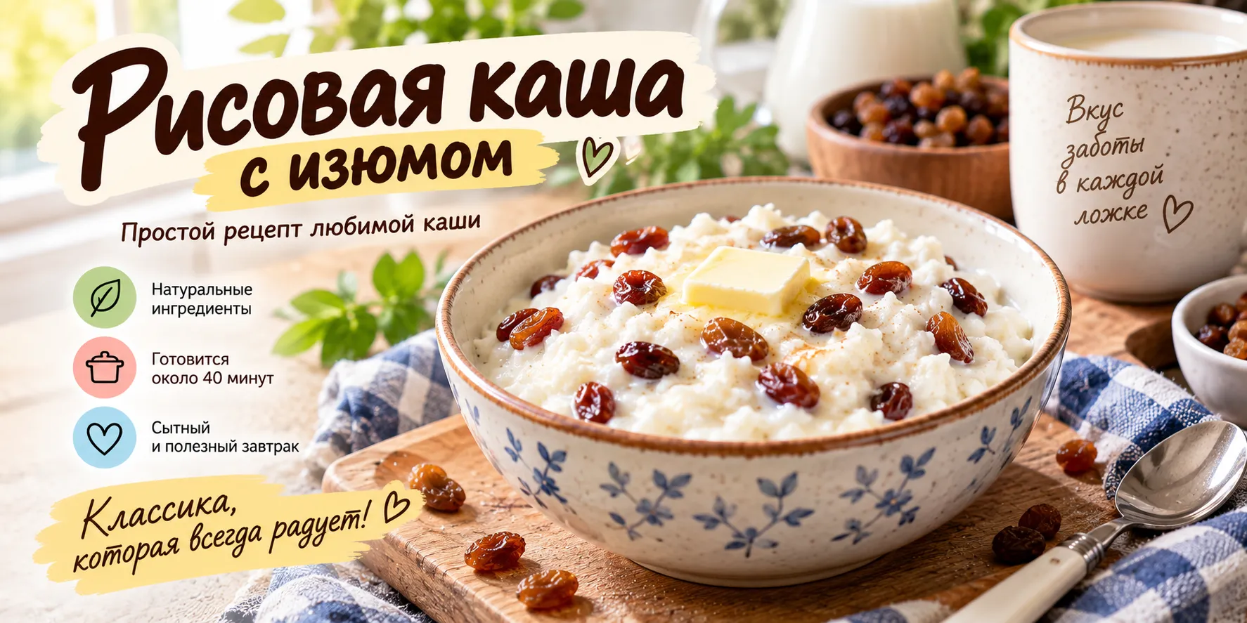 Рисовая каша с изюмом