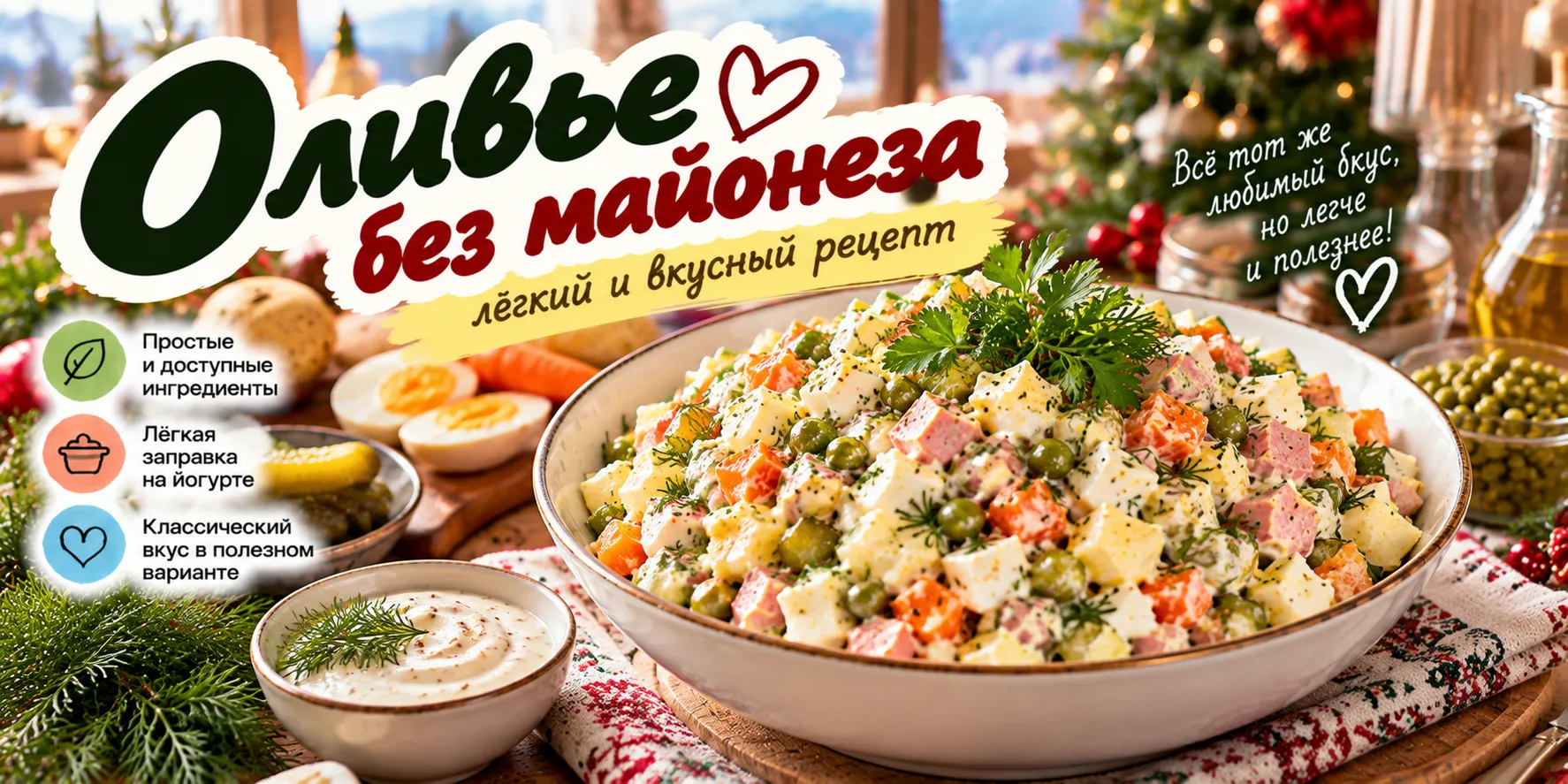 Оливье без майонеза
