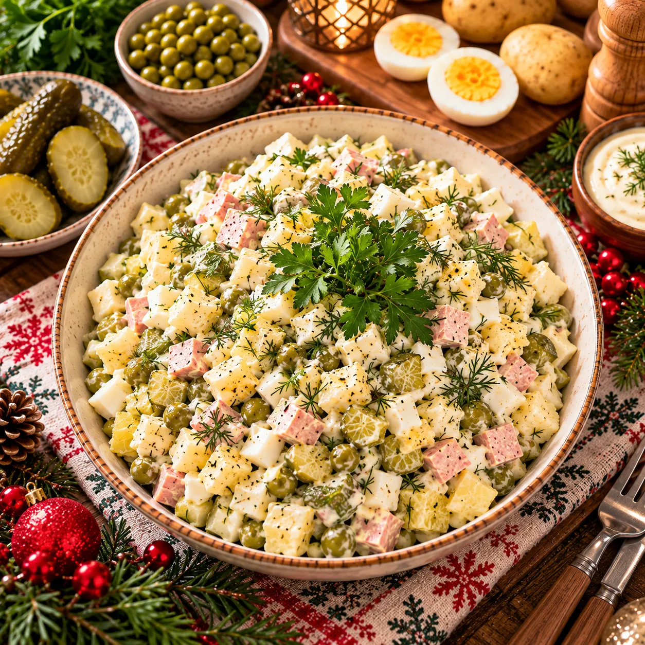 Оливье без моркови - рецепт, состав и приготовление