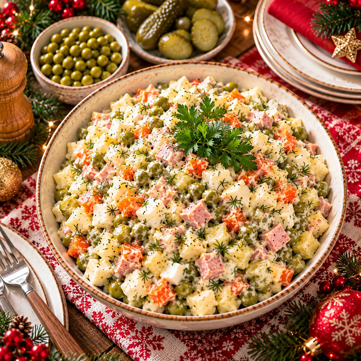Оливье классический - рецепт, состав и приготовление