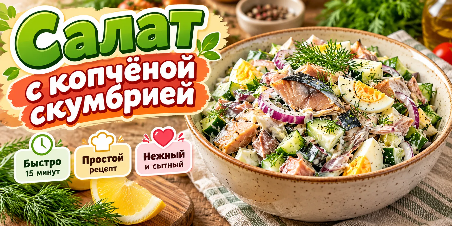 Салат с копчёной скумбрией
