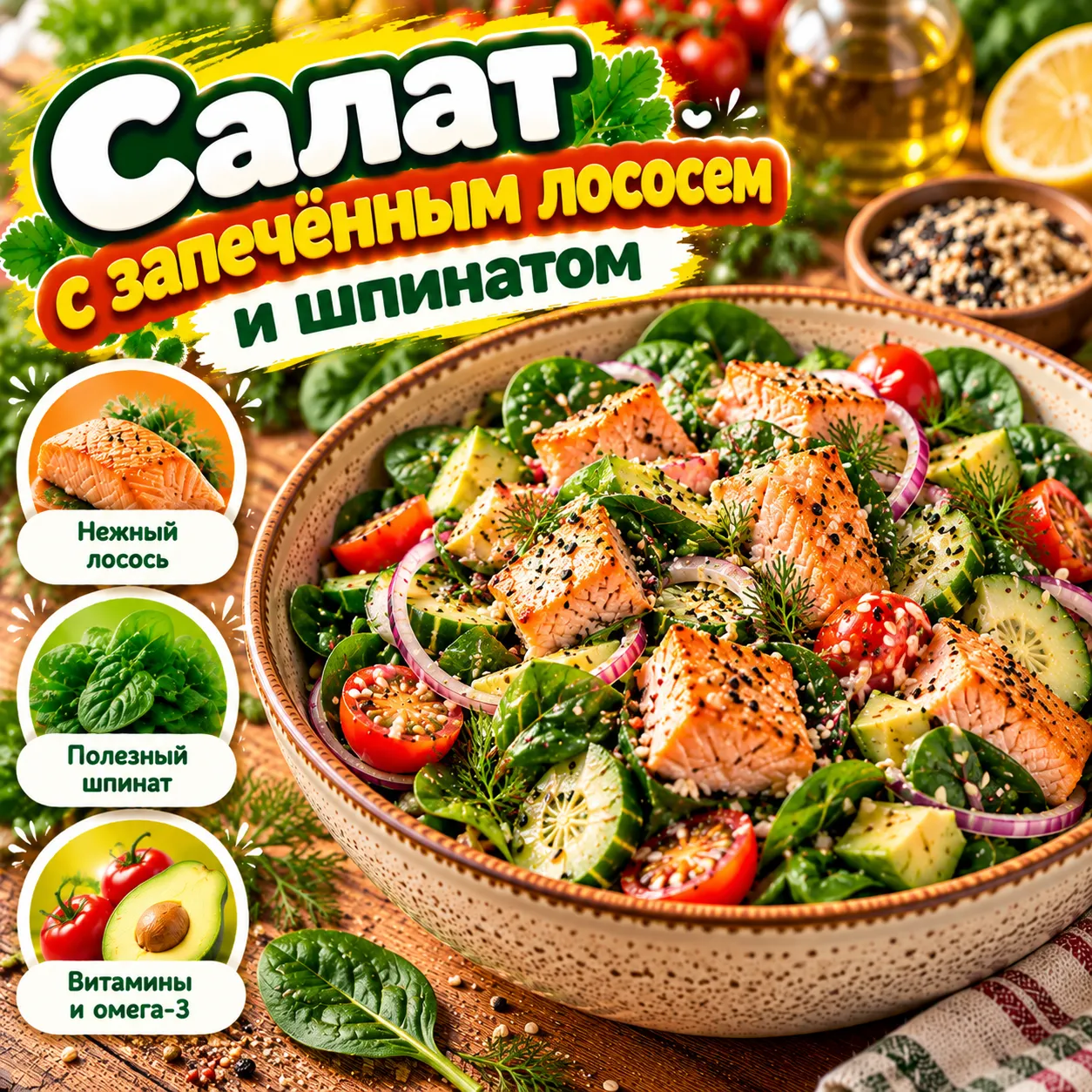 Салат с лососем - рецепт, состав и приготовление по шагам