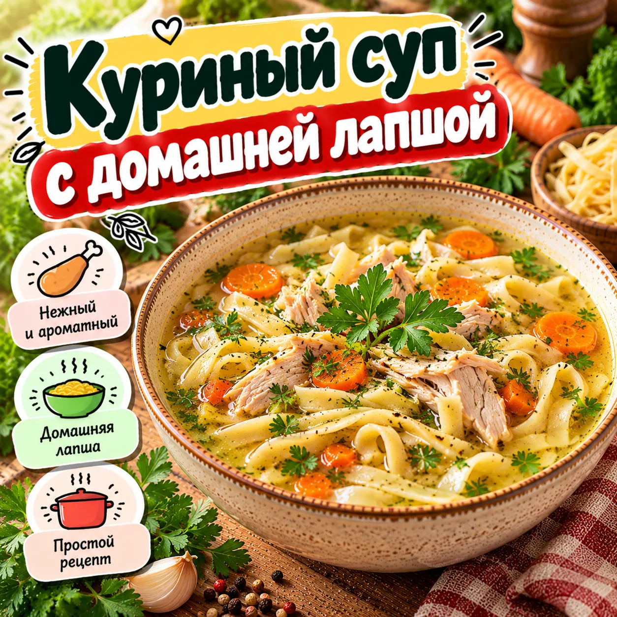 Куриный суп - рецепт, состав и приготовление по шагам