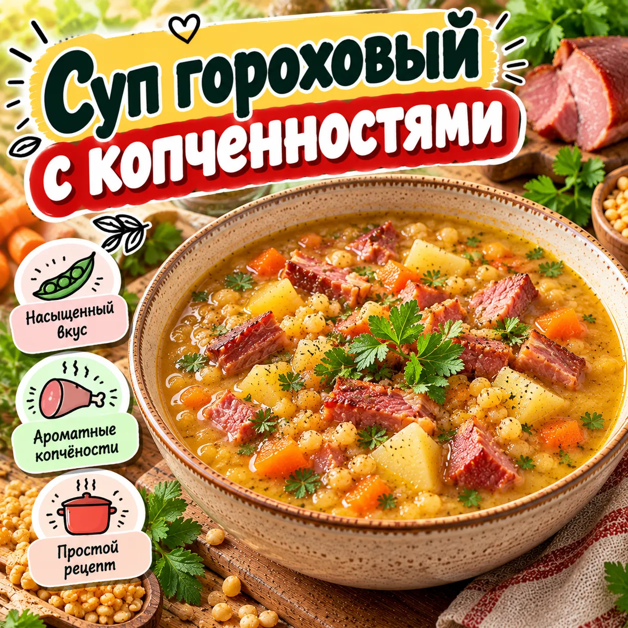 Суп гороховый - рецепт, состав и приготовление по шагам
