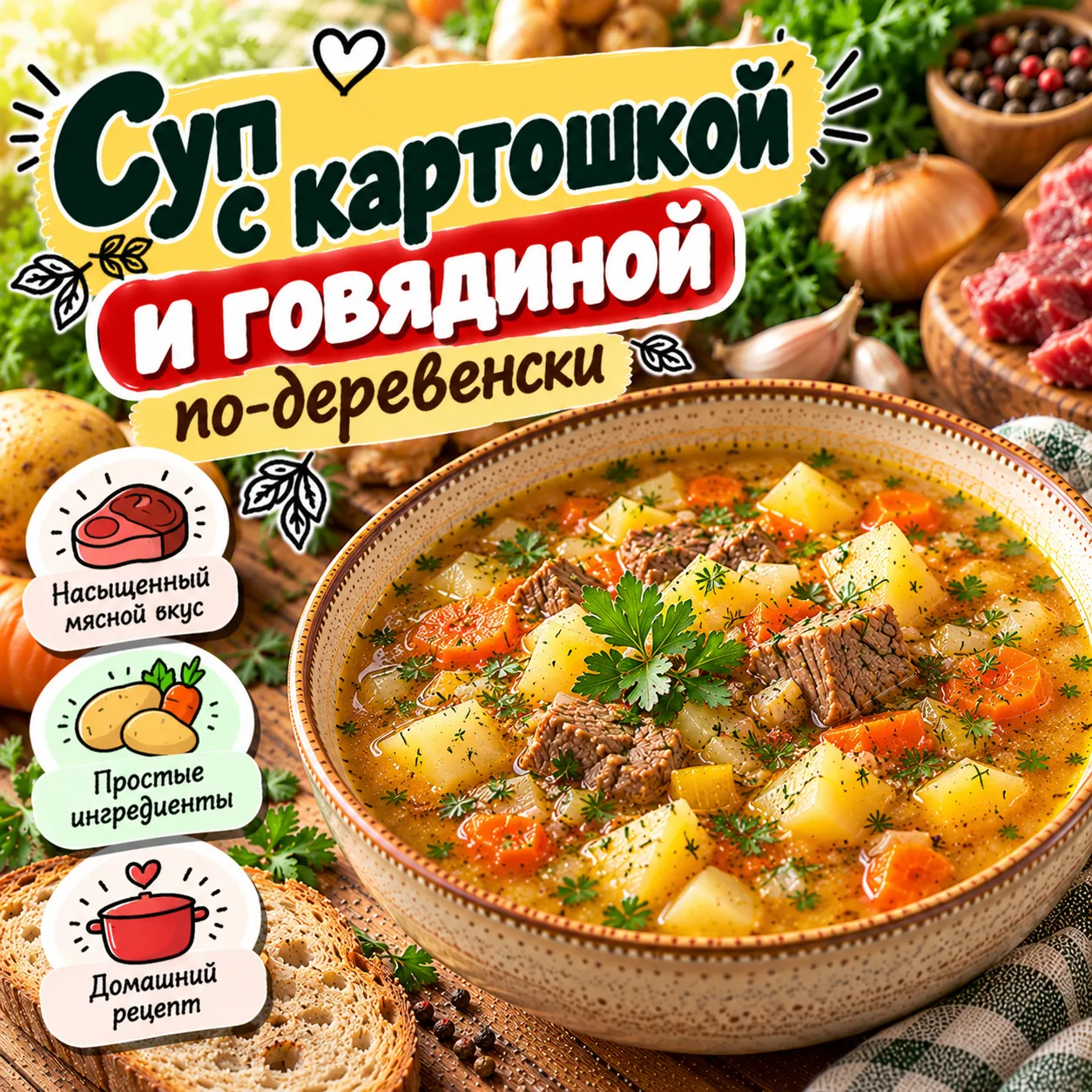 Суп с картошкой - рецепт, состав и приготовление по шагам